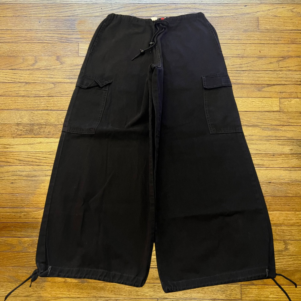 Vintage Break Down Wide Leg Cargo Pants Black Red Dragon Skater Y2K Mens Med
